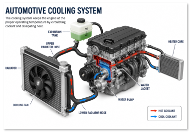 Picture of a car and the cooling system