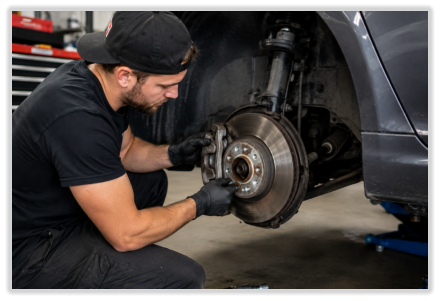 Picture of a car brake system showing what we can work on.